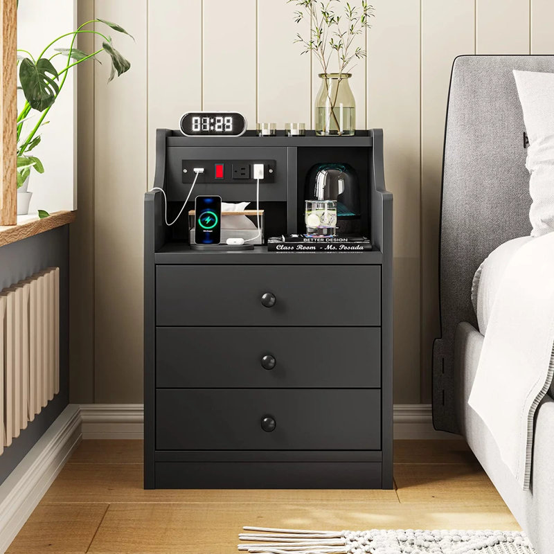 Lark Manor™ Akke 3 - Drawer Nightstand & Reviews | Wayfair